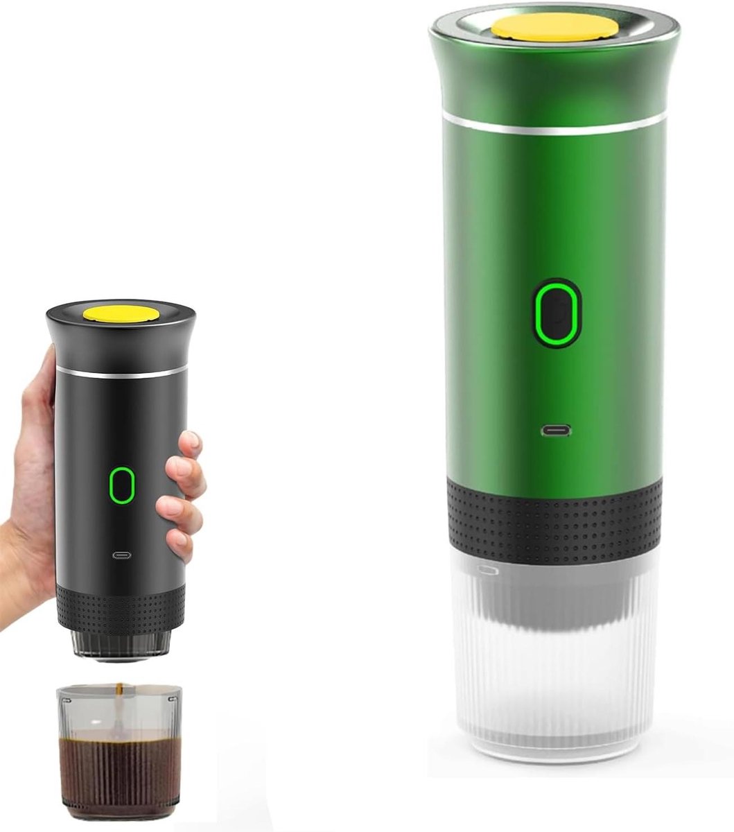 Draagbare Koffiemachine - Mini Espresso Apparaat - Onderweg Koffie Maken - 3-in-1 Compatibel Ontwerp - 60ml Capaciteit - Groen
