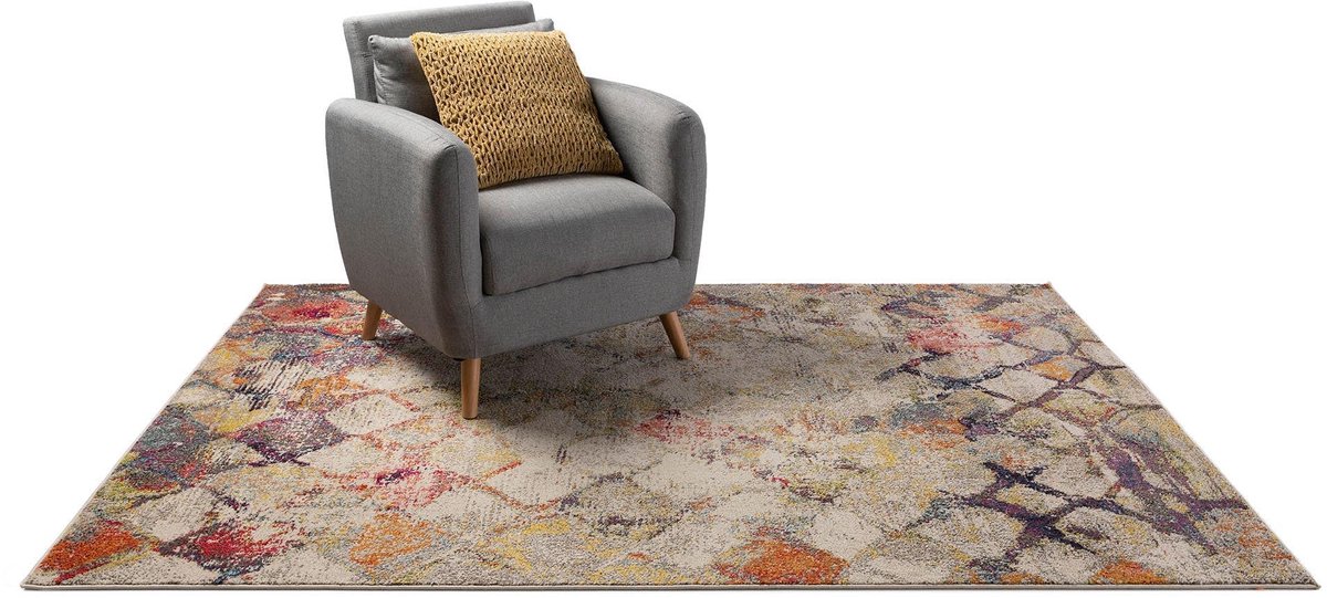 benuta Nest Vintage Casa tapijt, beige/meerkleurig, 140 x 200 cm, tapijt voor woonkamer, s