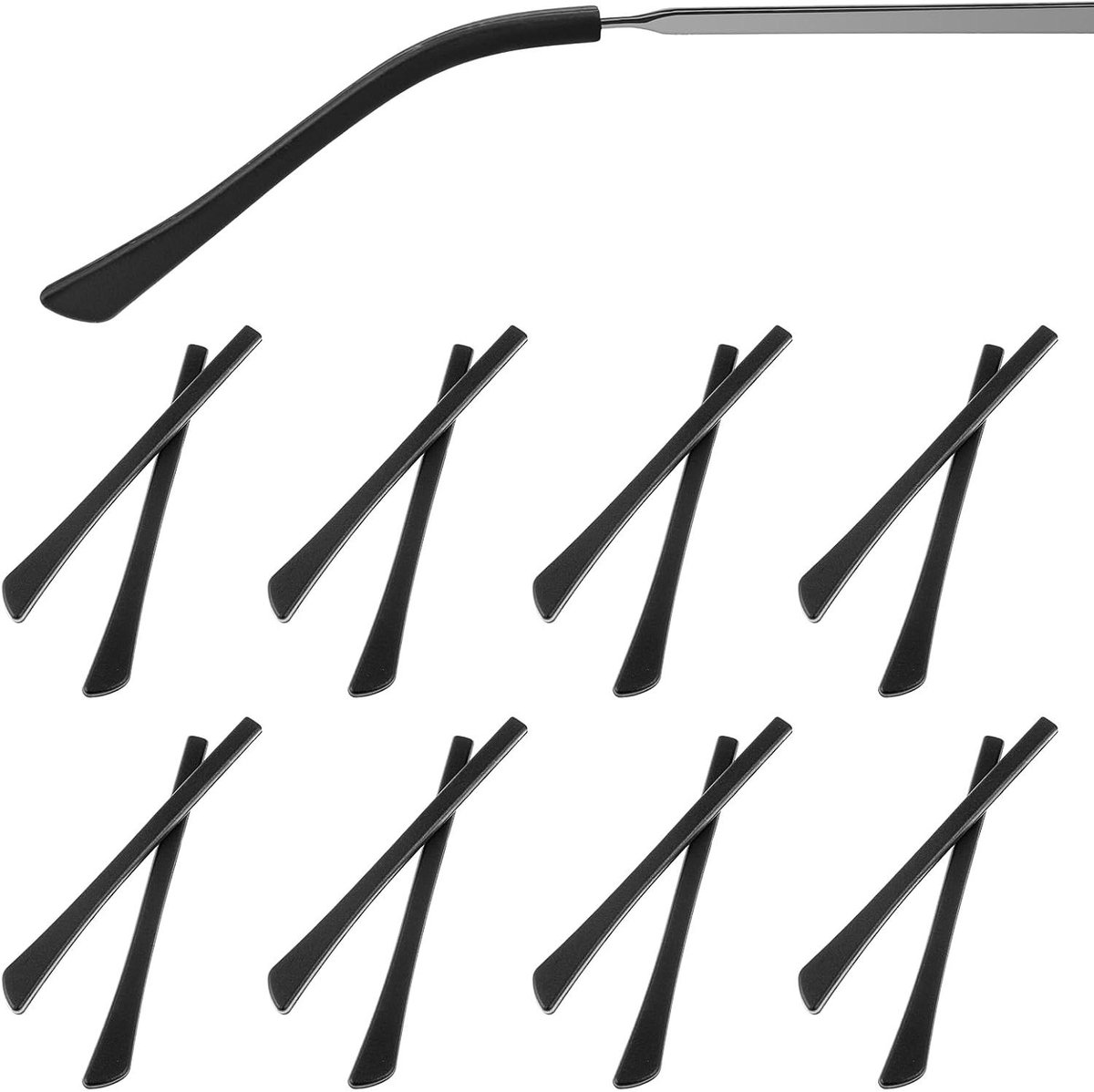 Brilbeugelhoezen - Brilpootjes Siliconen - Bril Stabiliseren - Antislip Kwaliteit - 8 paar - Zwart