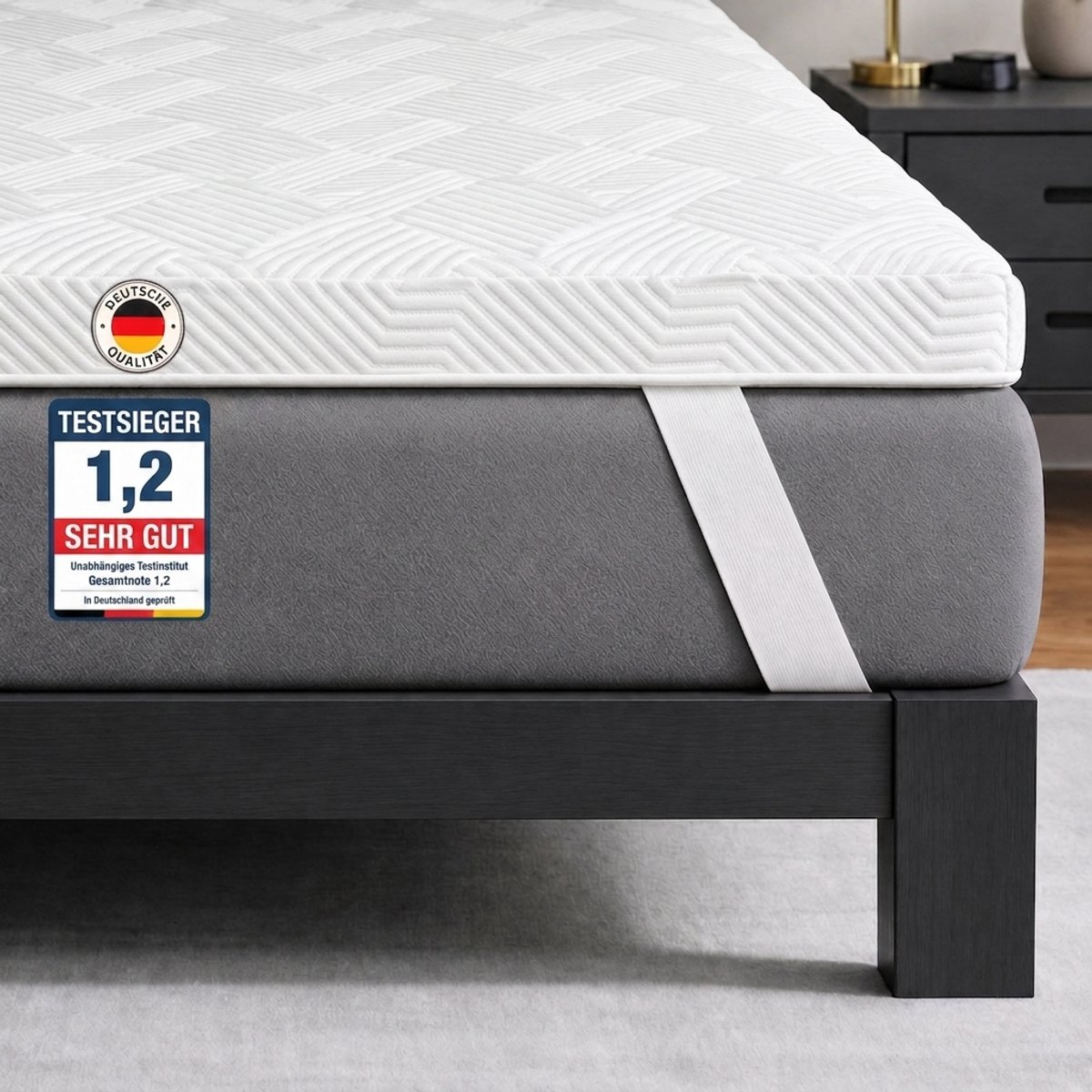 Komfortec 5-Zones Gel Topmatras 140x200 cm - 7 cm Ergonomische Matrastopper H3/H4 - Cooling Gel Memory Foam - Wasbare Hoes - OEKO-TEX & CertiPUR-US