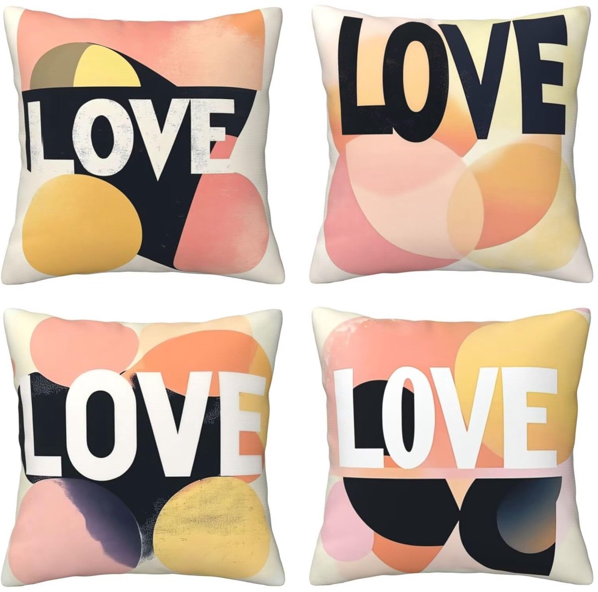 Set van 4 kussenhoezen, sierkussenhoezen, kleurblokken, behaaglijk, kussenhoes met onzichtbare ritssluiting, zacht, wollig, bankkussen, wasbaar, voor terras, tuin, bank en woonkamer, 65 x 65 cm, D709