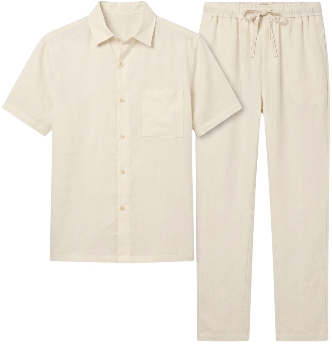Oversized Zomerset Heren - Linnen Broek Heren - Linnen Overhemd Heren - GB7165 - Beige - Maat S