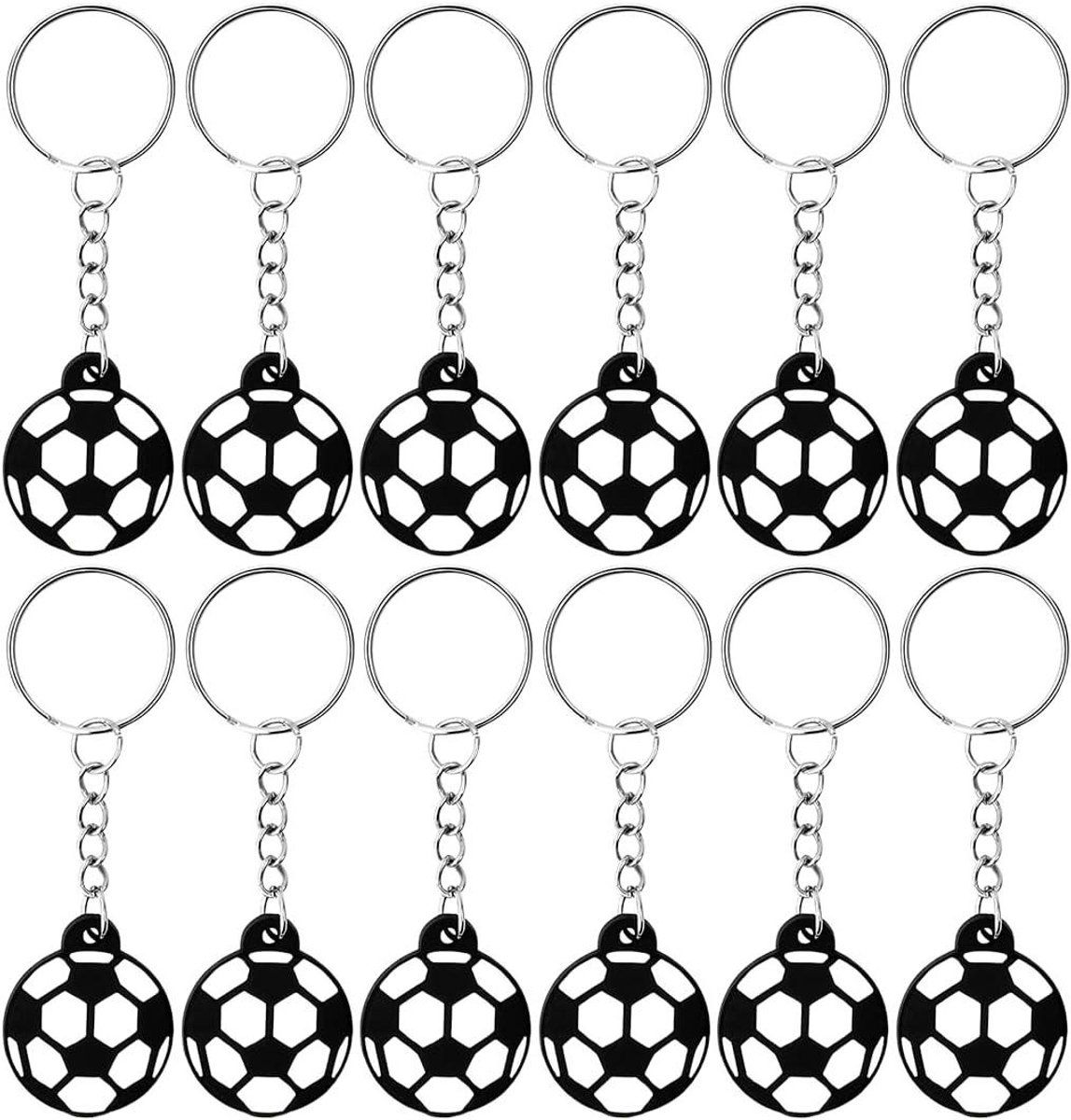 Voetbalsleutelhangers - Mini voetbal - Cadeau geven - Set van 12 stuks - N.v.t. - Wit