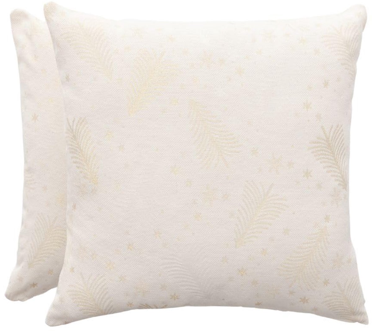 Christree Ecru Kerstkussenovertrekken, set van 2 stuks, 45 x 45 cm, decoratief, voor bank met ritssluiting, jacquard, lurexgaren, glanzend, ademend en zacht
