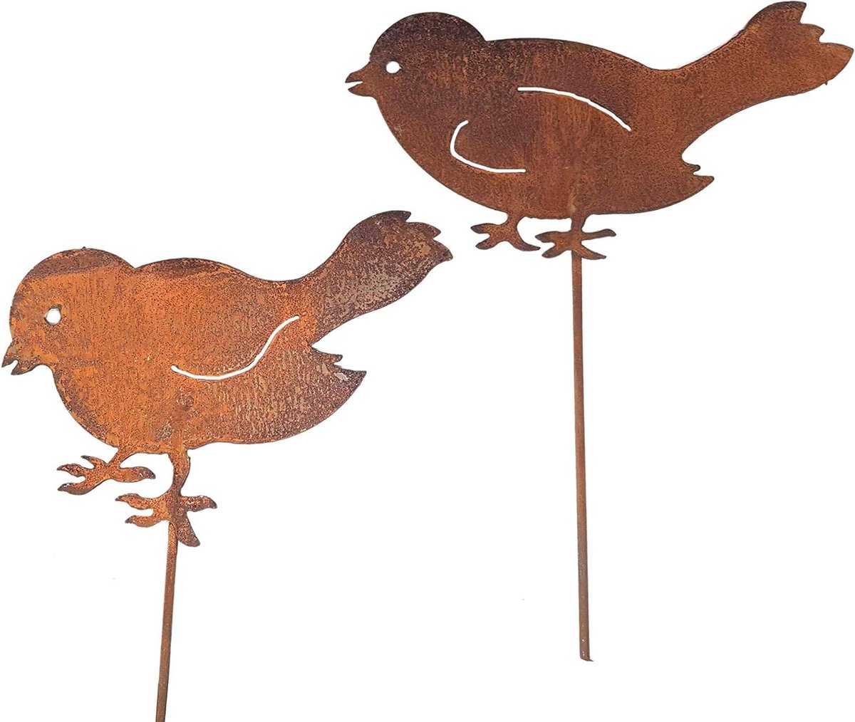 Tuinsteker Vogels - Decoratie Vogels - Tuin Decoreren - Patina Afwerking - 20 cm x 12 cm - Bronskleurig