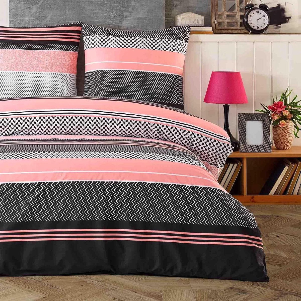 Dekbedovertrek Katoen - Beddengoed Set - Comfortabel Slapen - OEKO-TEX Gecertificeerd - 155x220 cm - Zigo Rose
