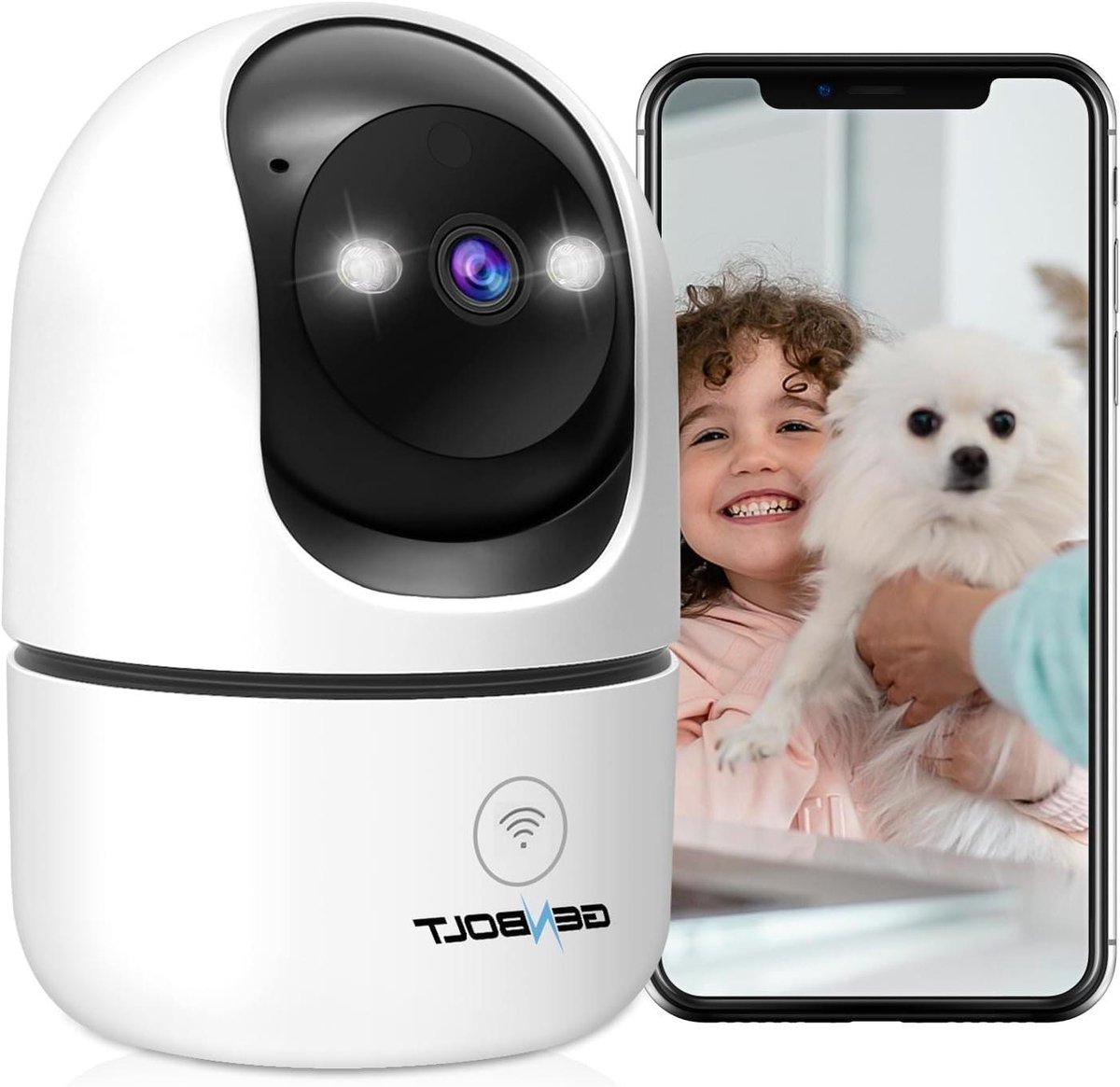 Beveiligingscamera Binnen - IP Camera CCTV - Huisbewaking Huisdieren - Actieve Sirene Licht - 4x Digitale Zoom - Wit