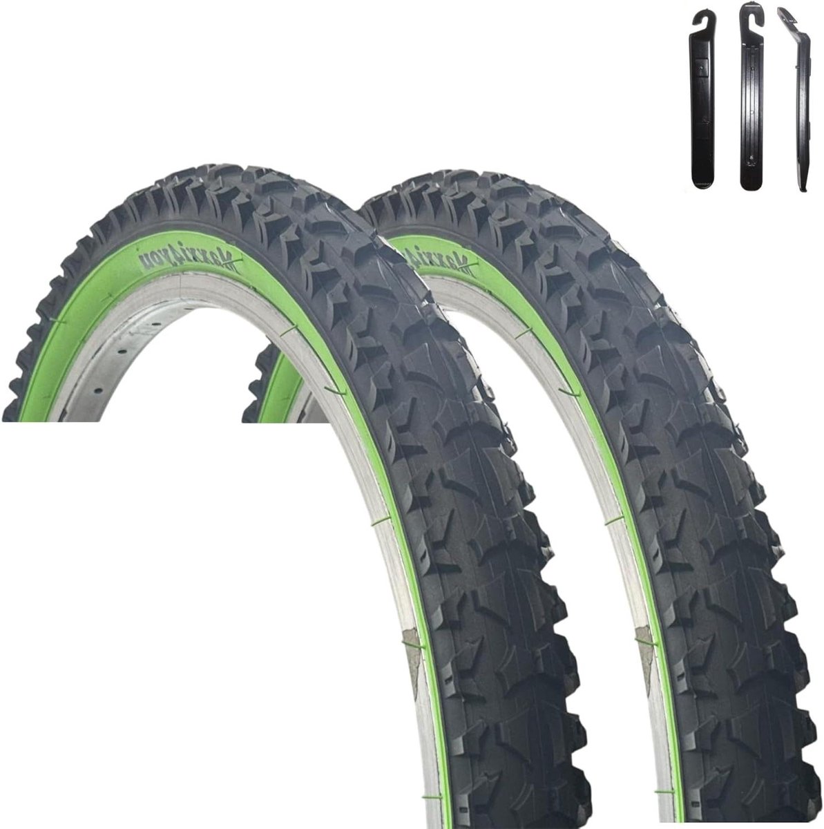 Fietsbanden Set - Banden Wielersport - Veilige Fietstochten - Goede Grip Profiel - 24 x 1.95 inch - Zwart Groen