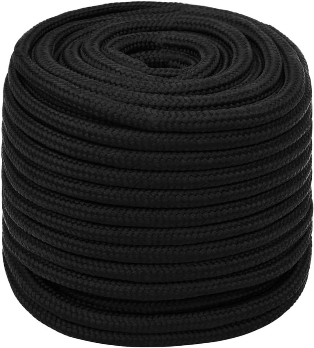 Werktouw Polyester - Bevestigingstouw Koord - Touw Bevestigen - Uv-bestendig Slijtvast - 18 mm 25 m - Zwart