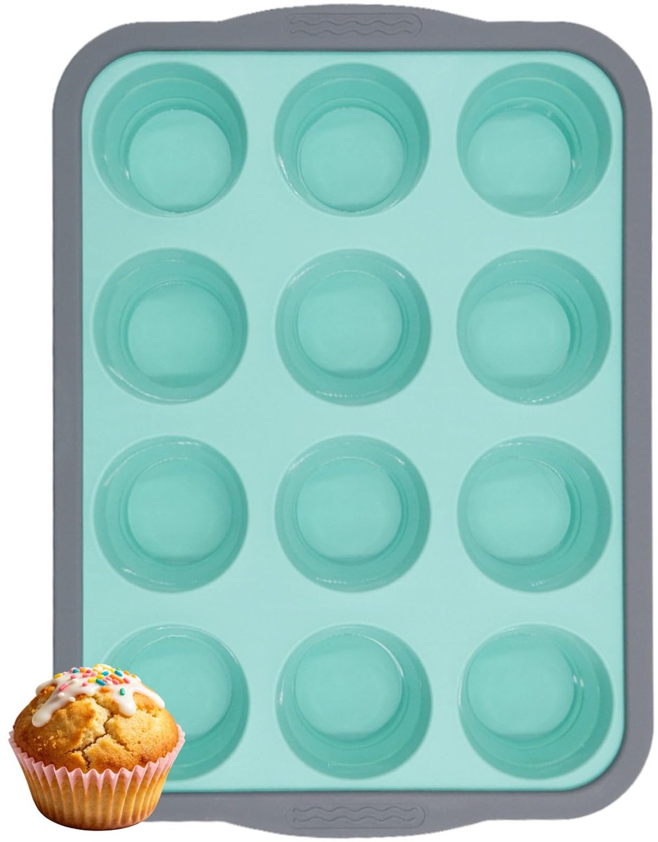 Muffin Bakvorm, siliconen bakvorm met metalen frame, muffinvorm, siliconen bakvormen voor pudding, cupcakes, brownies