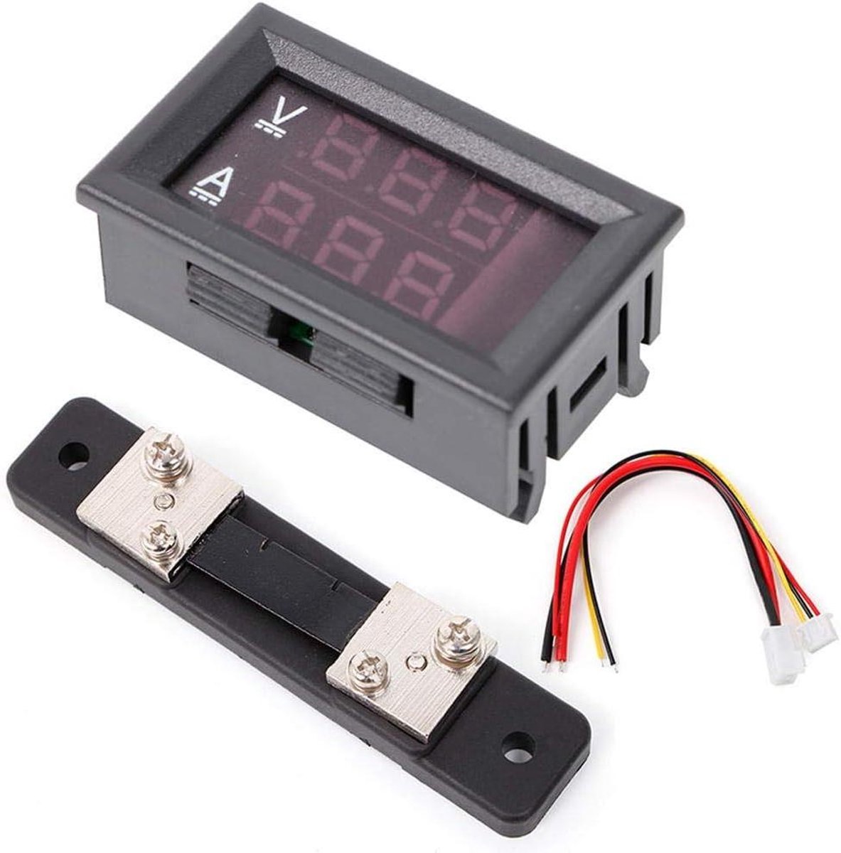 Digitale Voltmeter Ampèremeter - Paneelmeter Stroom Voltage - Batterij Bewaken - Dubbel Kleurendisplay - DC 100V 50A - Blauw Rood