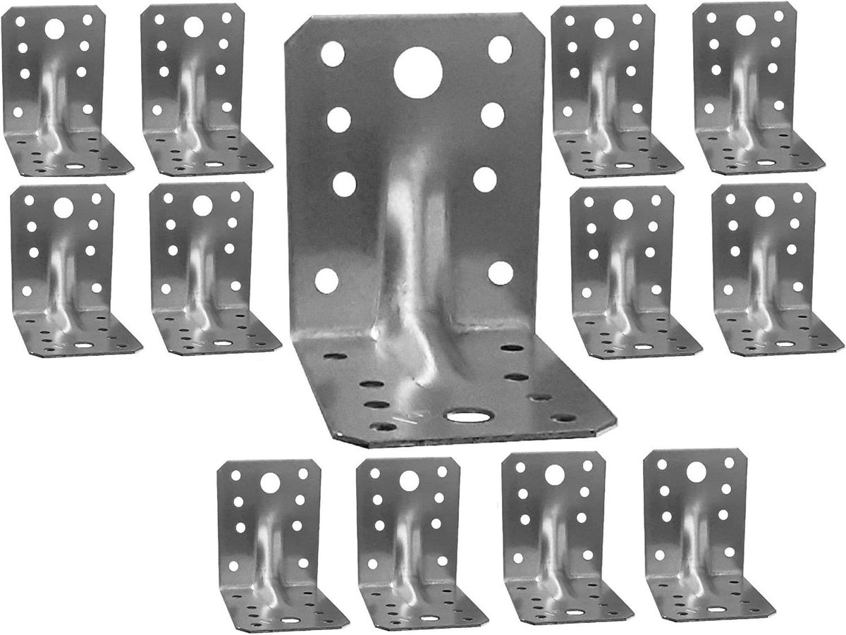 Hoekbeugels Metaal - Verbindingsplaten L-vorm - Meubels Versterken - Gegalvaniseerd Staal 1.5mm - 70x70x55mm - Zilverkleurig
