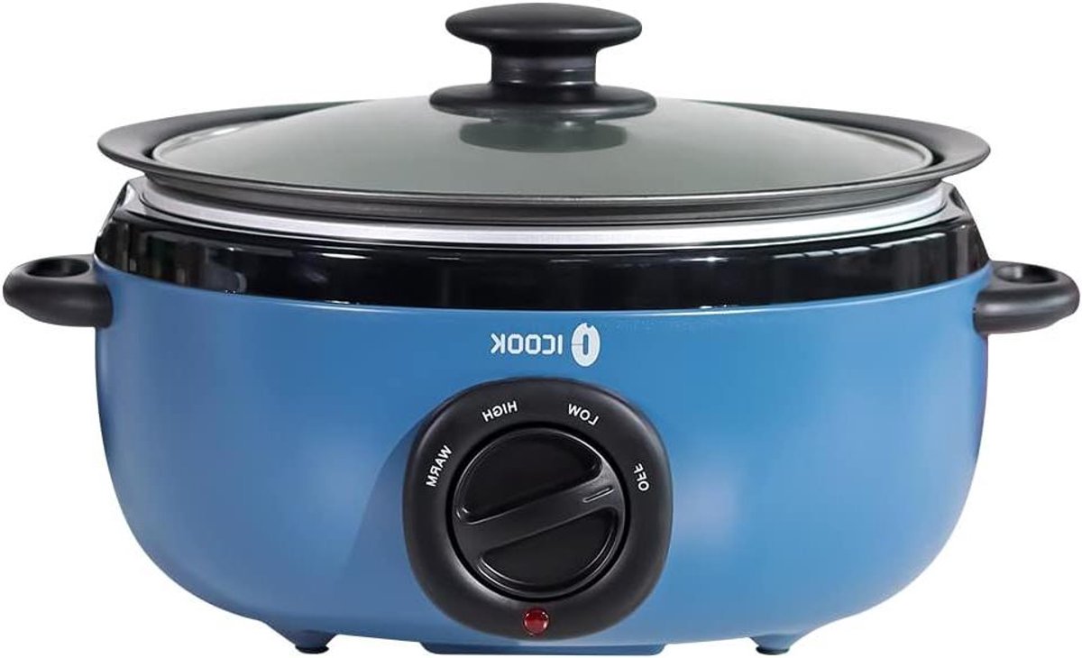 Slowcooker - Stoofpot Pan - Maaltijden Bereiden - Uitneembare Aluminium Pot - 6.5 Quart - Blauw