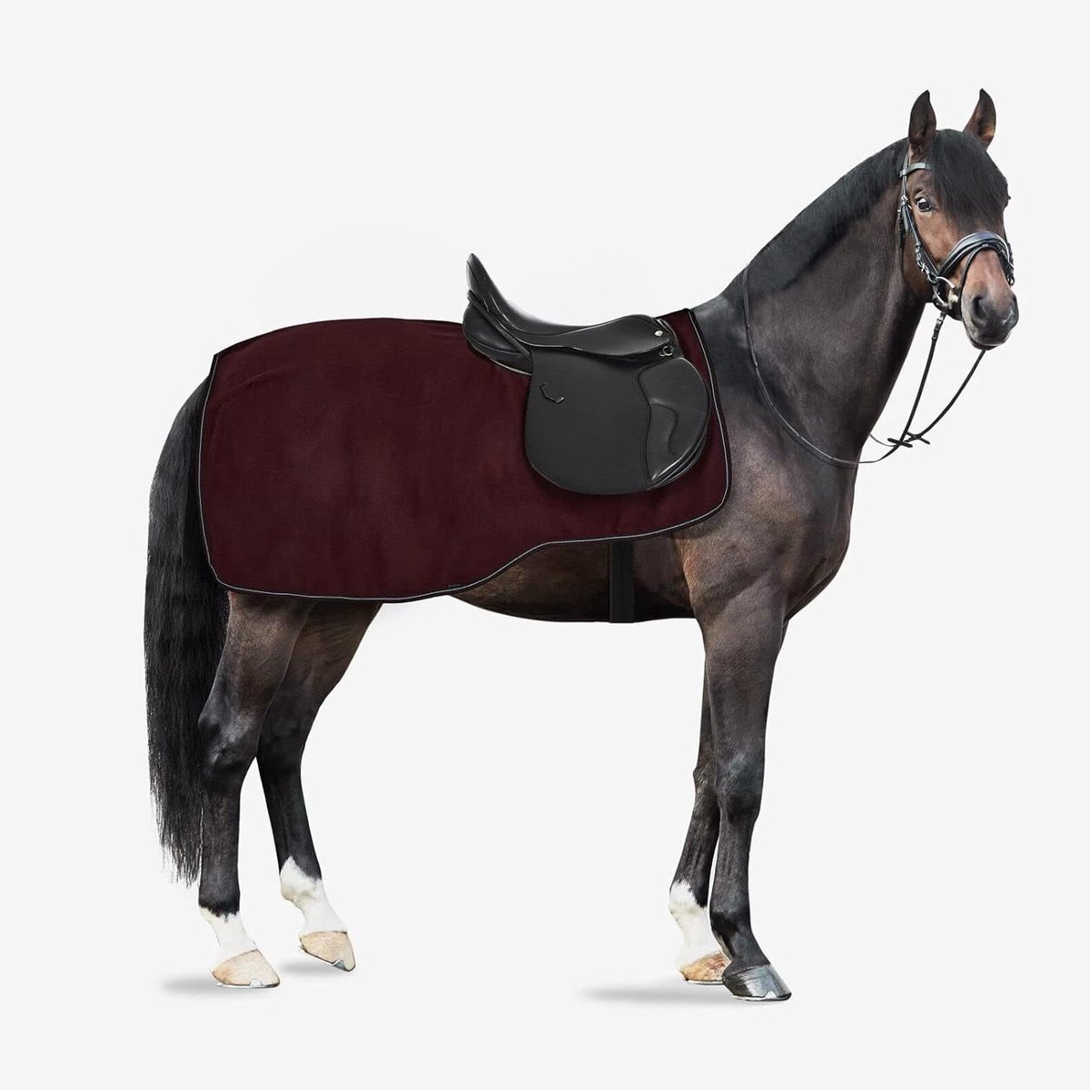 Paardendeken Fleece - Uitrijdeken Paard - Paard Warm Houden - Zacht Fleece Materiaal - 135 cm - Donkerrood
