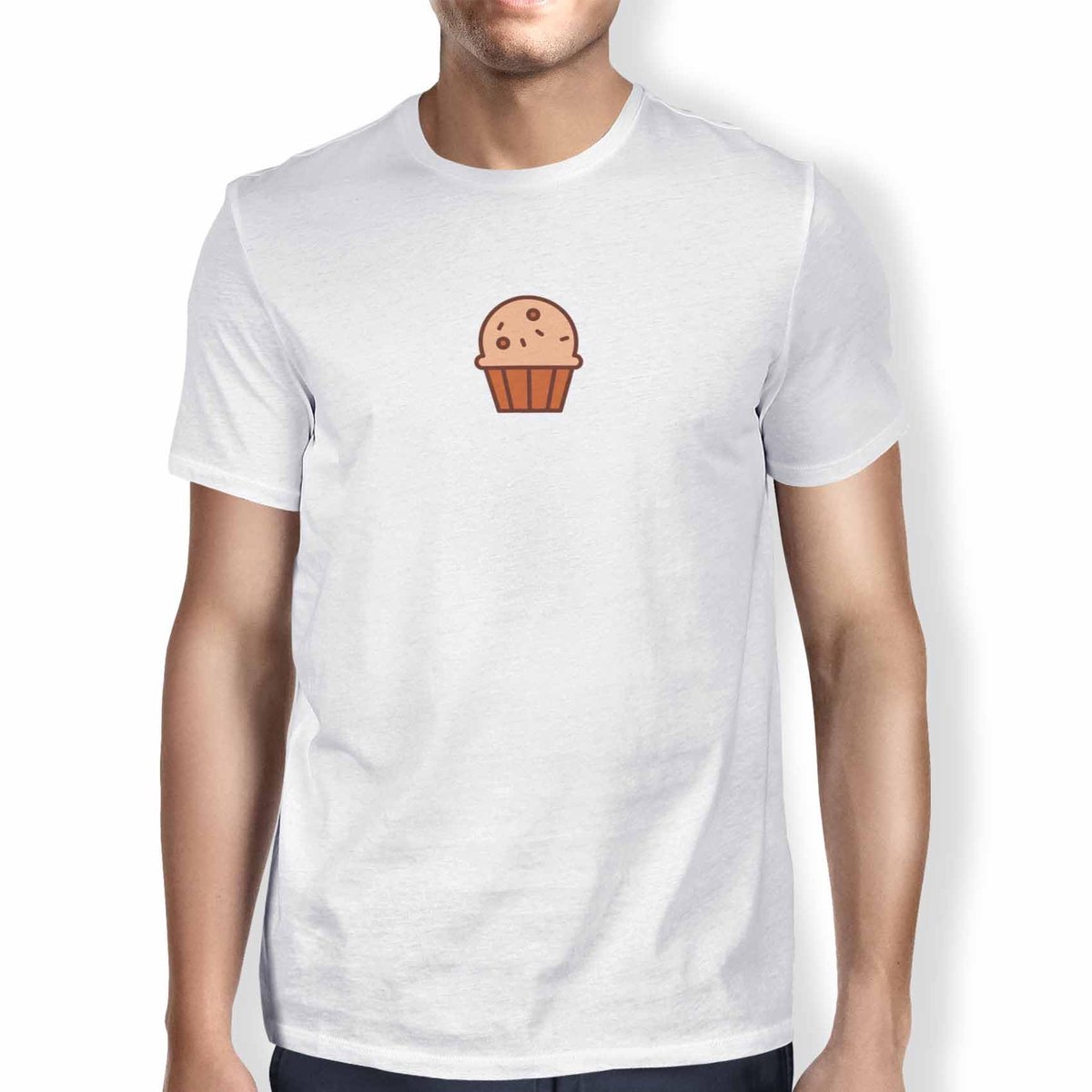 Basic T-shirt voor heren, 100% katoen, regular fit, Digital Icon Printed, maat: S, kleur: wit, wit, S