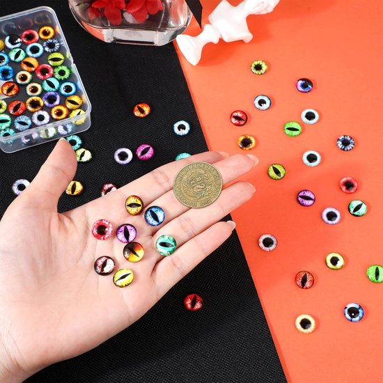 Ogen voor ambachten met koffer, kat vogel draak ogen nep glas monsterogen, ambachtelijke ogen voor gehaakte dieren polymeer klei sculpturen sieraden pop maken — afbeelding 3
