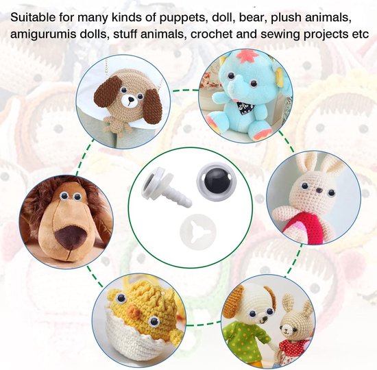 Ogen met Sluitringen 10 mm Kunststof Wiggle Googly Eyes voor Gehaakte Dieren Pluche Poppen — afbeelding 4