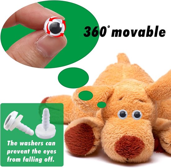 Ogen met Sluitringen 10 mm Kunststof Wiggle Googly Eyes voor Gehaakte Dieren Pluche Poppen — afbeelding 2