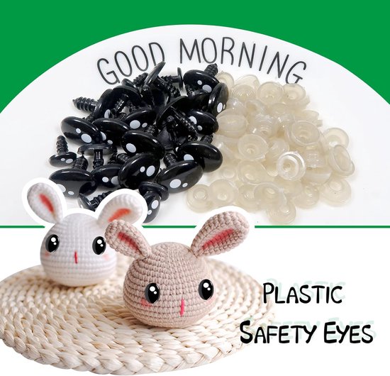 Ogen met Sluitringen 8 tot 16 mm Schattig Veiligheidsogen Kunststof Ronde Platte Amigurumi Ogen voor Gehaakte Dieren Marionet Pluche Dier — afbeelding 4