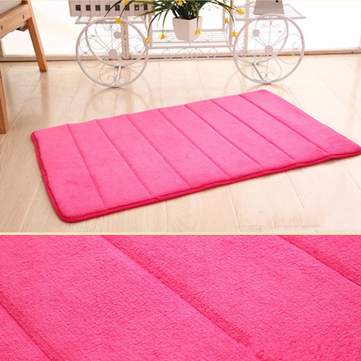 Badmat Memory Foam Zachte Badmatten Antislip Absorberende Badkamer Tapijten Rubber Back Runner Mat voor Keuken Badkamer Vloeren Roze60x90cm