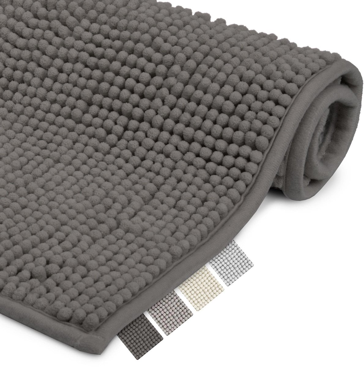 Badmat Anti-Slip BeauMare WR - Badmat Antraciet 70x120cm - WC Tapijt Pluizige Vloermat of Antislipmat voor Douche Toilet of Badkamer - Geschikt voor Vloerverwarming