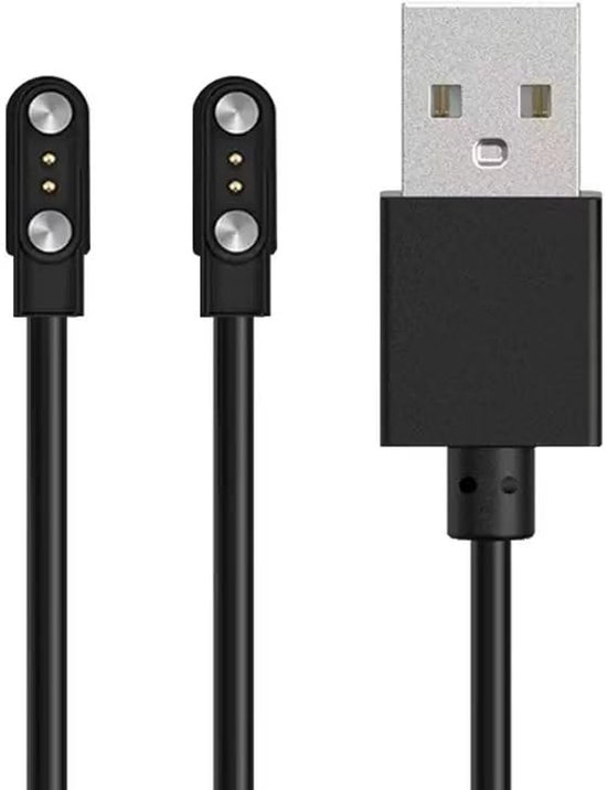 [Set van 2] Slim horloge oplader, USB oplaadkabel, universele magnetische oplader, universele oplaadkabel, 2-pins 4 mm pitch, compatibel met alle 2-pins smartwatches (4,0-12,3 mm pitch) en andere draagbare apparaten-Stijl 1