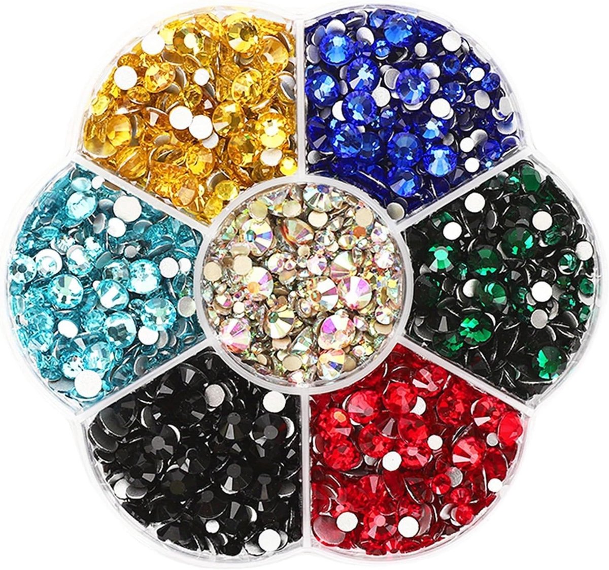 strass-steentjes voor textiel, kristal, AB om te knutselen, 7 kleuren, 1,5 ~ 4,8 mm, glitterstenen voor textiel, kristalstenen om te plakken, voor kleding, schoenen, doe-het-zelf