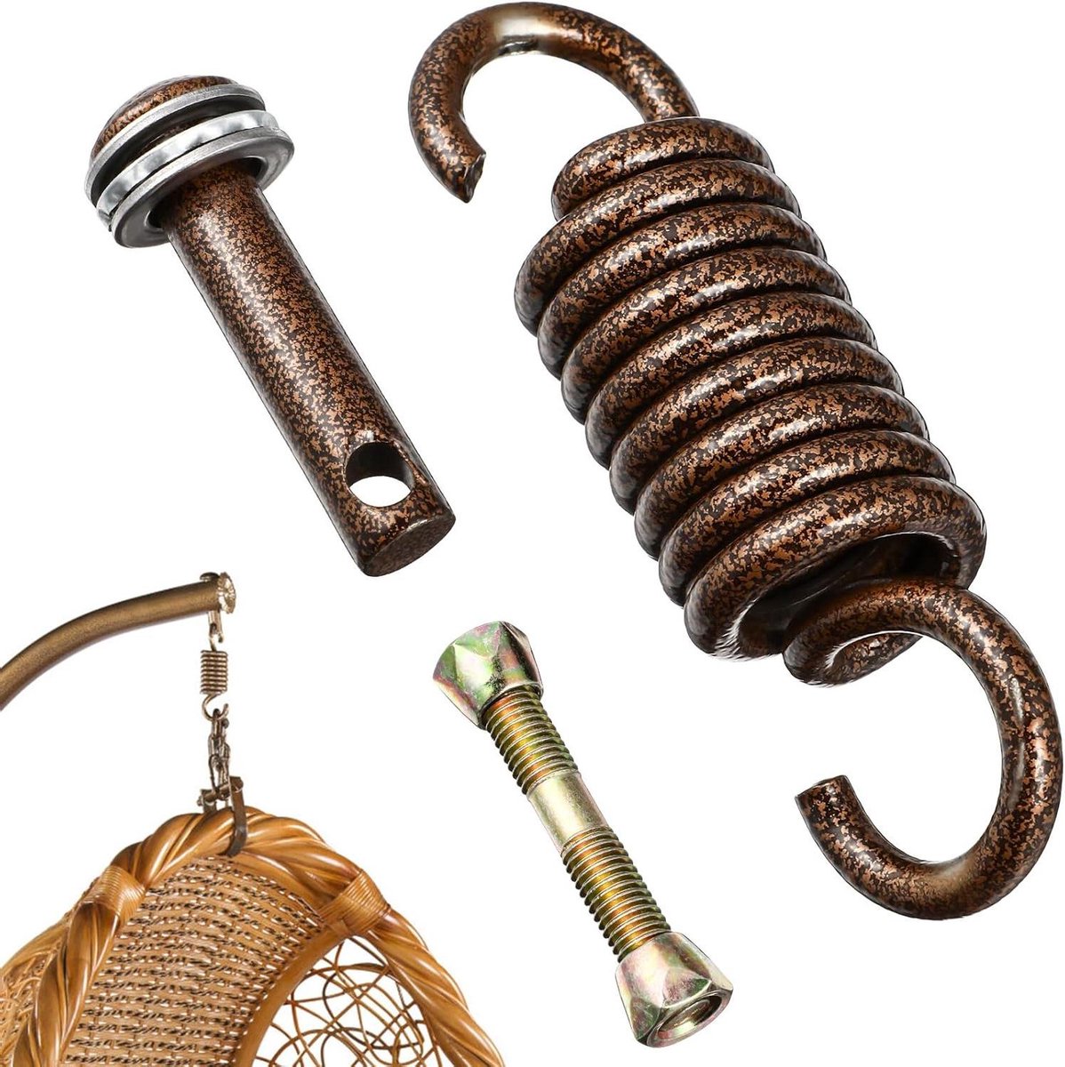 Hangstoel set - Schommel haken - Buiten ontspannen - Robuuste veren - 12 cm - Koffie