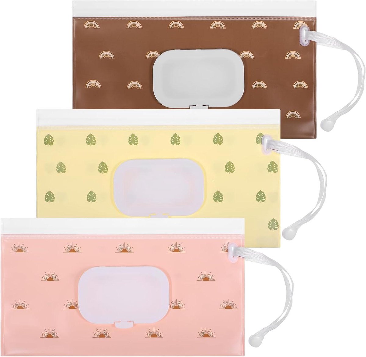 Babydoekjes Dispenser - Reis Wipes Houder - Onderweg Hygiëne - Waterdicht en Stofvrij - 3 stuks - Multicolor