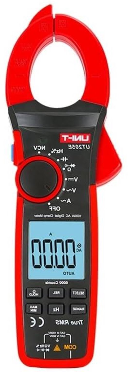 Digitale Stroomtang - Ampèremeter Tangmeter - Stroom Meten - True RMS - 1000A AC/DC - Zwart