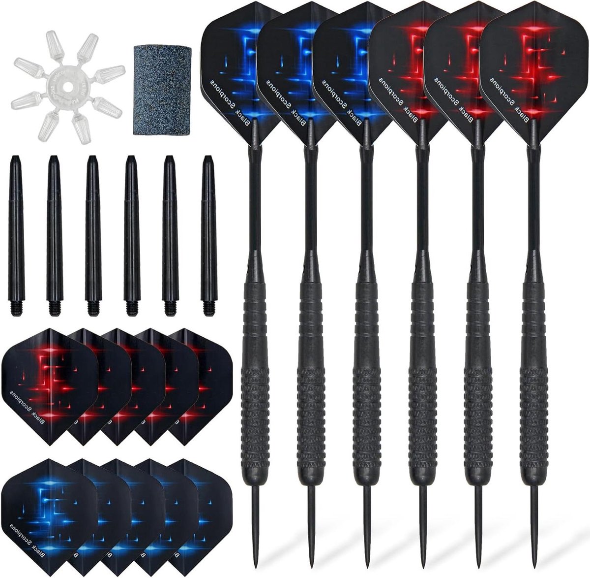 Stalen Dartpijlen - Dartset - Precisie Werpen - Antislip Grip - 22 g - Zwart