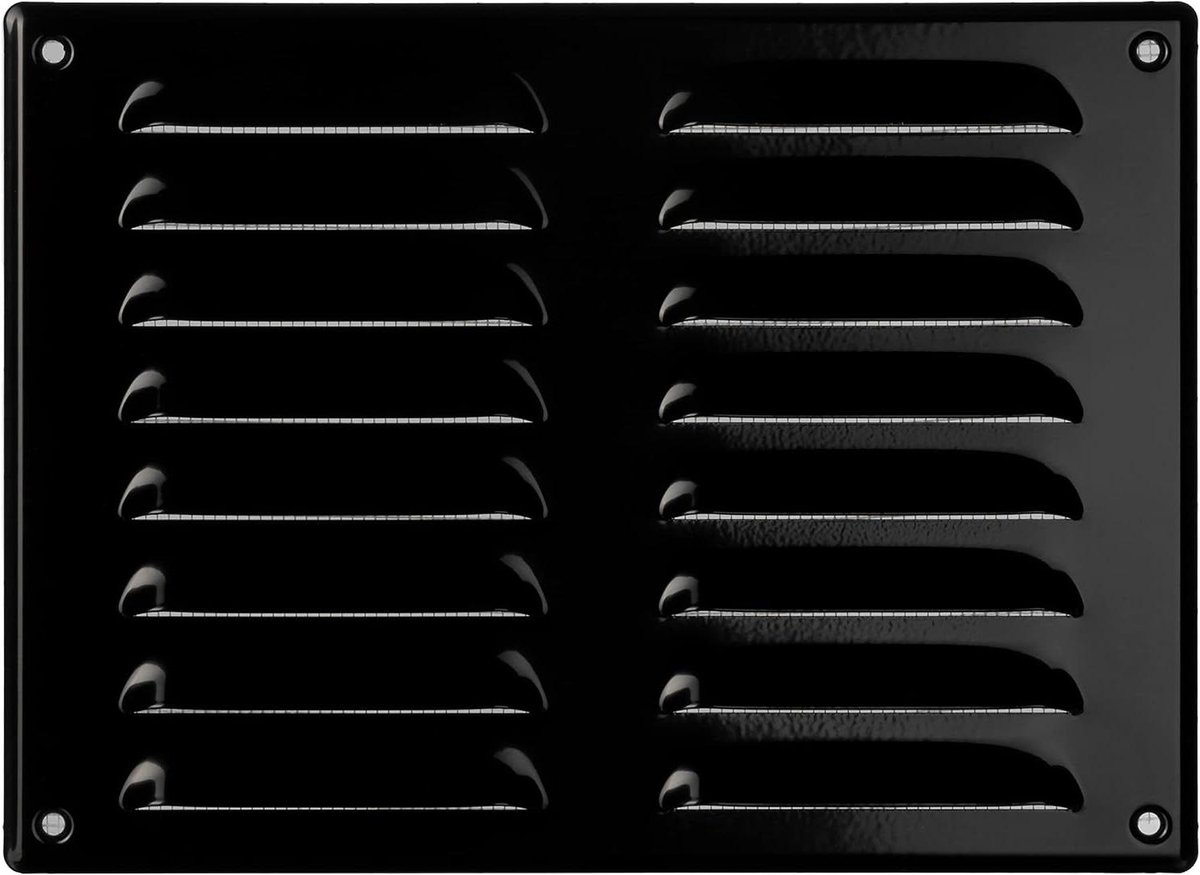 Ventilatierooster met insectenbescherming - Afvoerrooster muurrooster - Luchtcirculatie verbeteren - Weerbestendig metaal - 260x190mm - Zwart