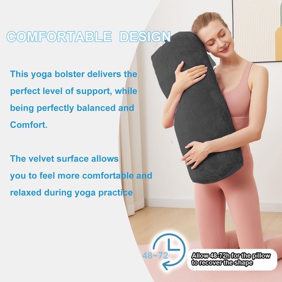 Yoga Bolster Kussen - Meditatiekussen Yogakussen - Rustgevende Yoga Oefenen - Rechthoekige Vorm - 33 cm - Zwart — afbeelding 5
