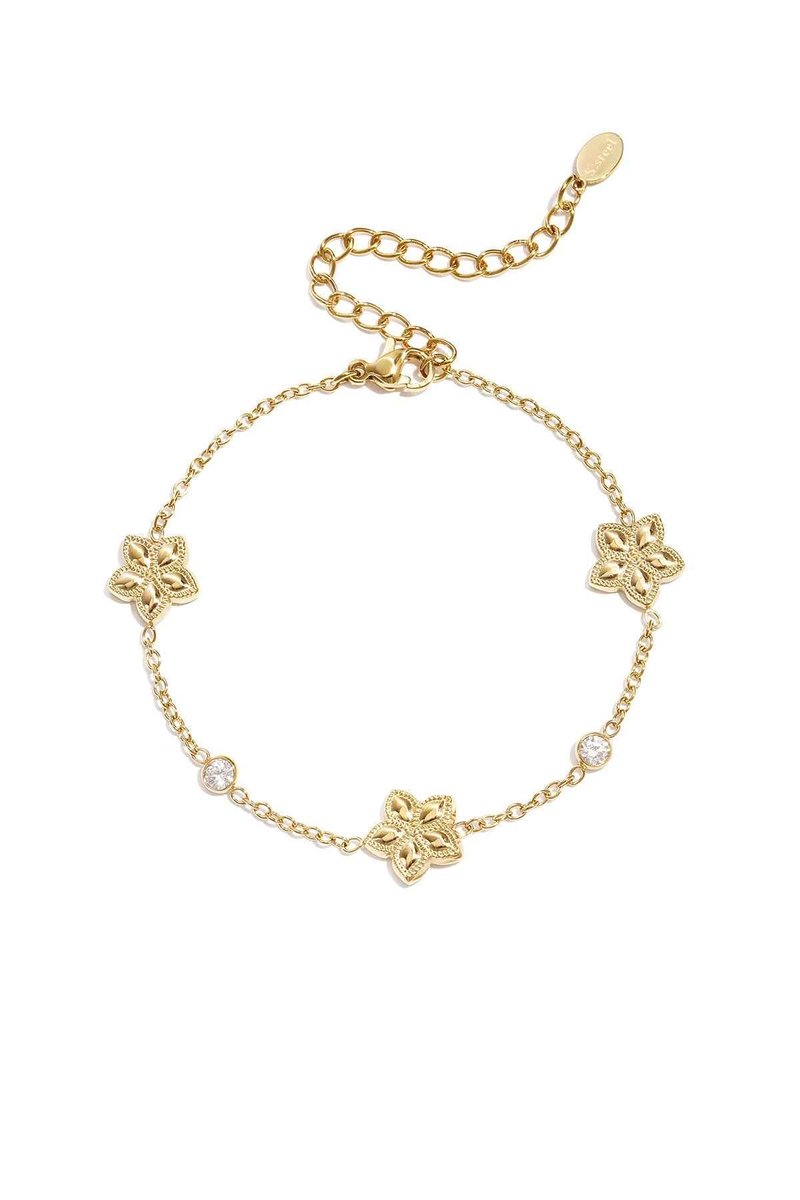 Armband met wisselend patroon van bloemen en steentjes