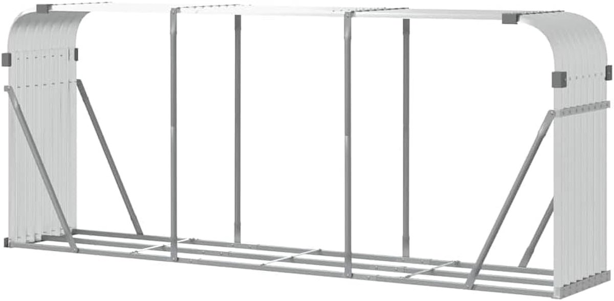 Houthokken Opslag - Brandhout Rek - Open Haard - Gegalvaniseerd Staal - 234x45x100 cm - Zilver