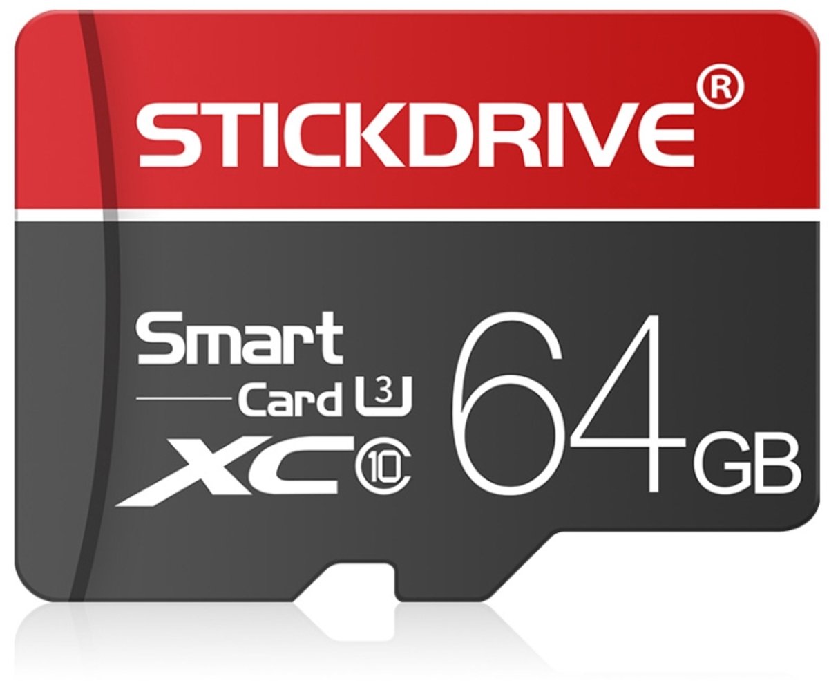 STICKDRIVE 64GB U3 White Line Rode en zwarte TF (Micro SD) geheugenkaart