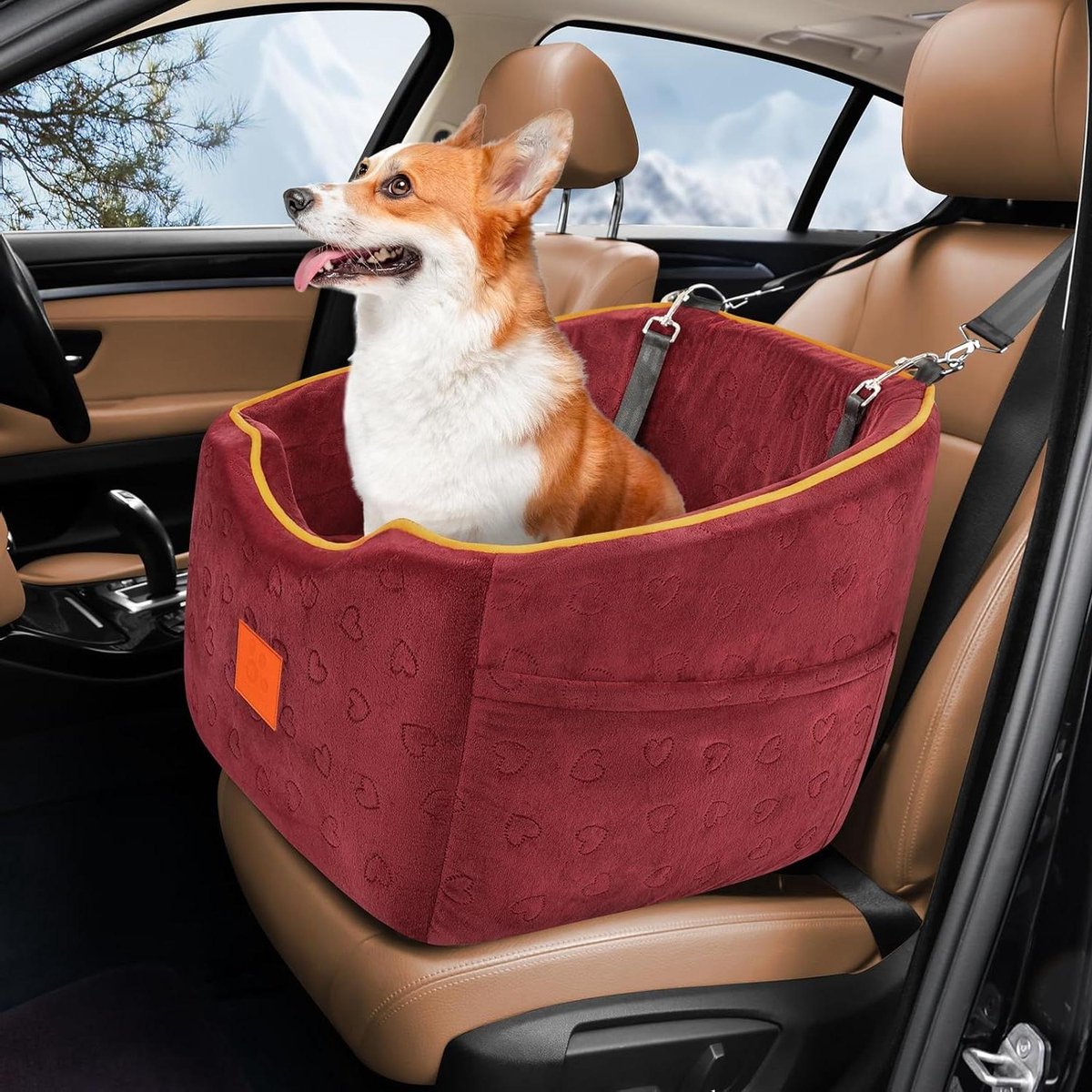 Hondenautostoel - Hondenzitje Auto - Veilig Reizen - Verhoogd Zicht - 47x47x39 cm - Grijs