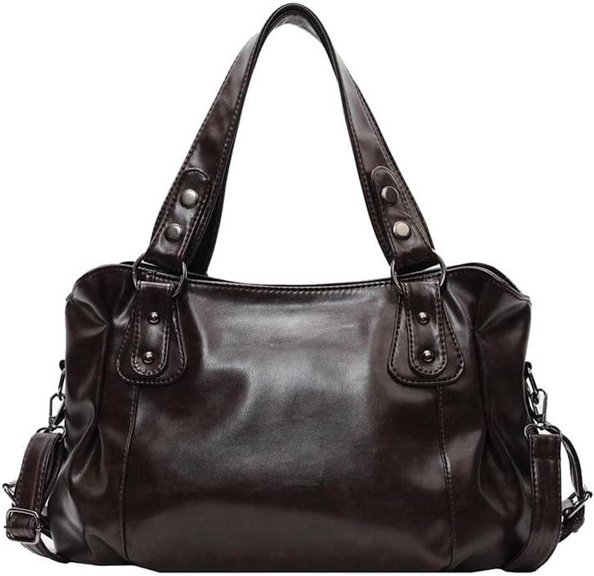 Dames Handtas - Schoudertas Hobo - Dagelijks Gebruik - Verstelbare Band - 36 x 25 cm - Donkerbruin