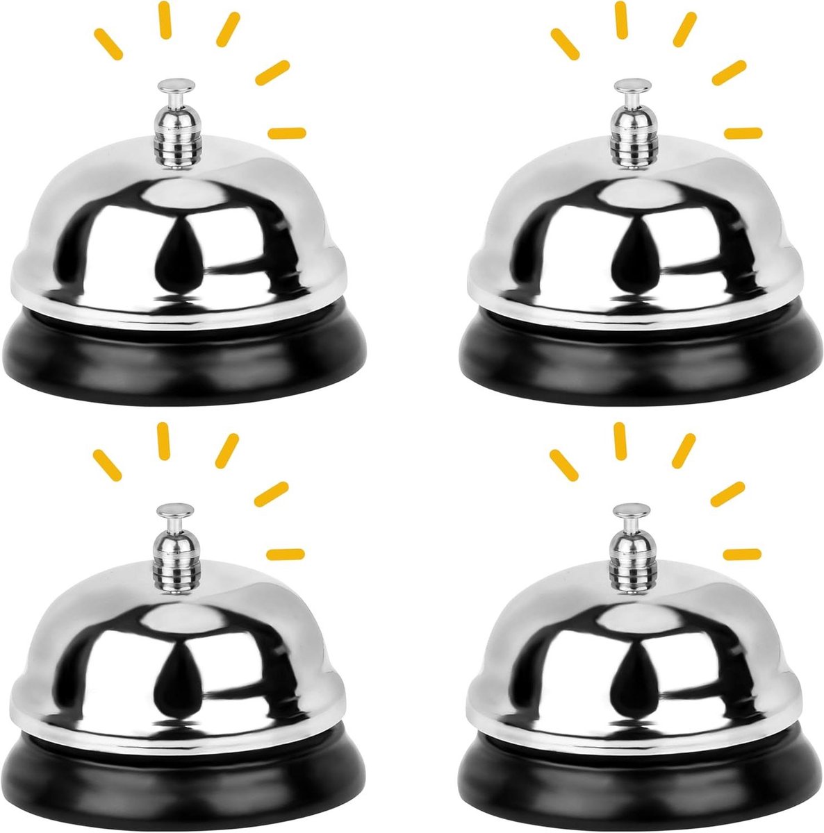 Service Bellen - Bel Systeem - Klantenservice Verbeteren - Set van 4 stuks - 6.3cm Diameter - Chroom Zilver