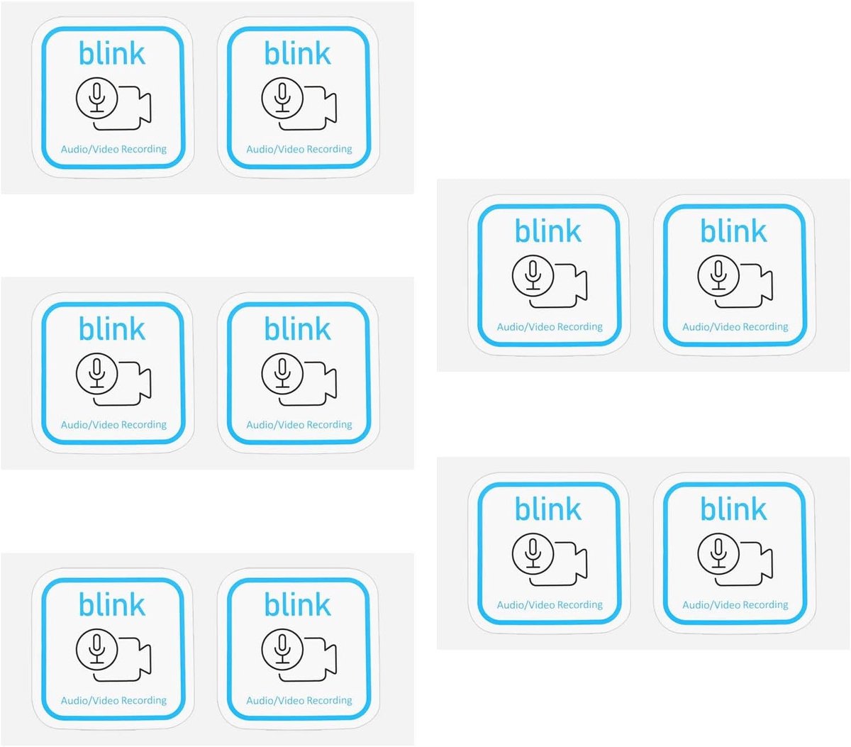 10 Stuks Blink Audio/Video Opname Stickers voor Beveiliging van Deuren en Ramen - PVC Zelfklevende Waarschuwingsstickers voor Glas