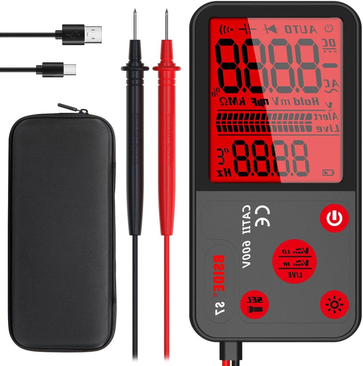 Digitale Multimeter - Spanningstester - Elektrische Metingen - Intelligente Bedrijfsmodus - 136 x 67 cm - Zwart