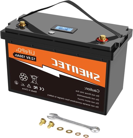 LiFePO4 Accu - Lithium Batterij - Energie Opslag - Laag Gewicht - 12V 150Ah - Zwart