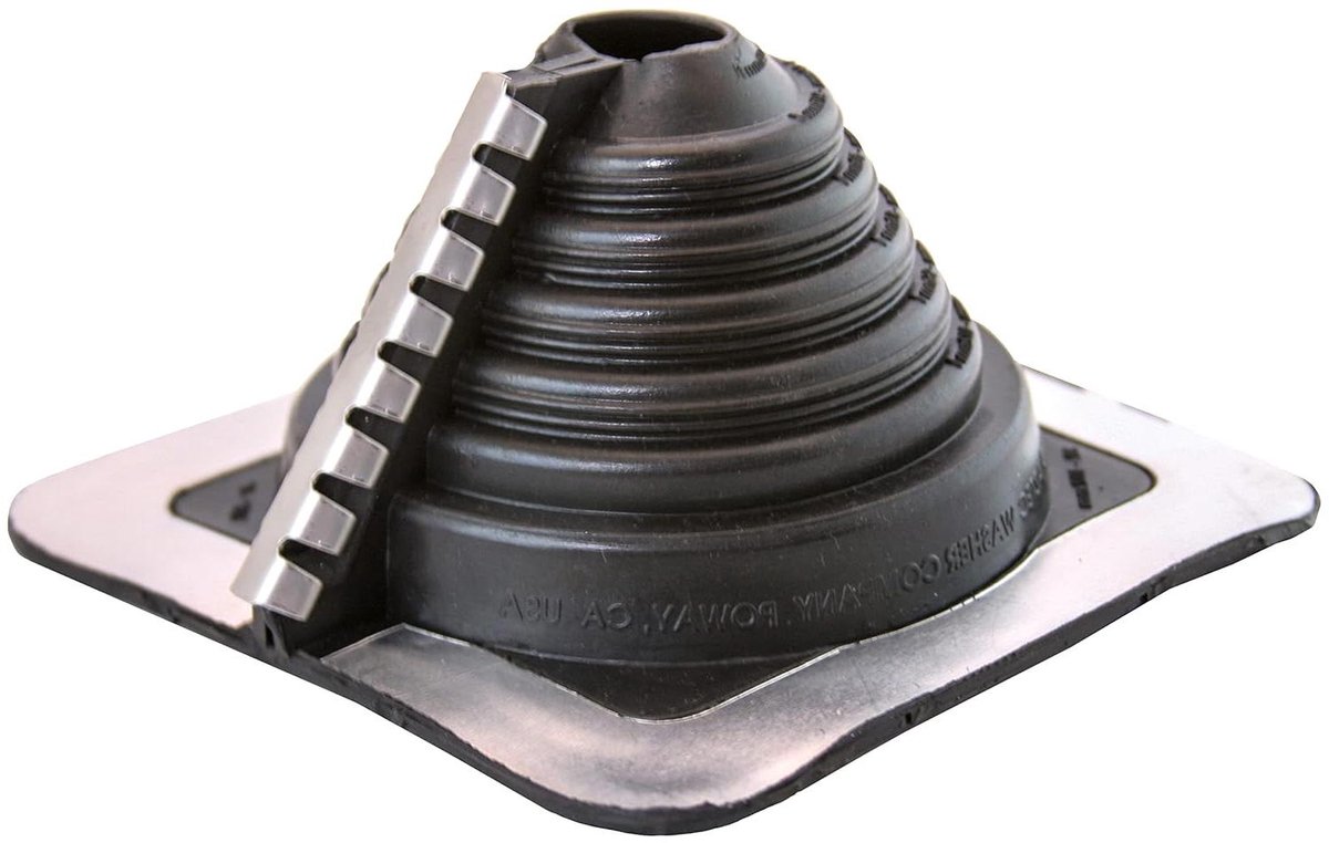 Dakdoorvoer Afdichtingsflens - Dakdoorvoer Rubber Pijp Doorvoer - Waterdicht Dak Maken - Flexibele Aluminium Basis - 15-101 mm - Zwart