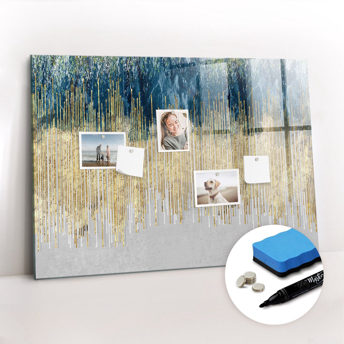 Tulup Whitebord - Decoratief patroon - 100 x 70 cm - Veelkleurig Memo Bord - Gratis 5 Sterke Magneten + Whiteboard Marker & Wisser - Industrieel Wandbord - Magneetbord Keuken - Inspiratiebord Kantoor