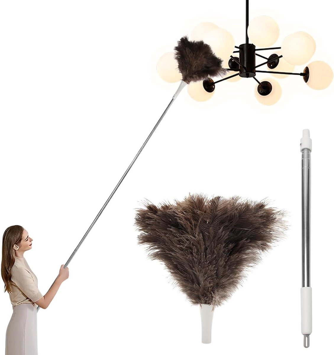 Stofdoek Struisvogelveren - Veren Duster - Hoge Oppervlakken Reinigen - Uitschuifbare Telescoopsteel - tot 183 cm - Niet gespecificeerd