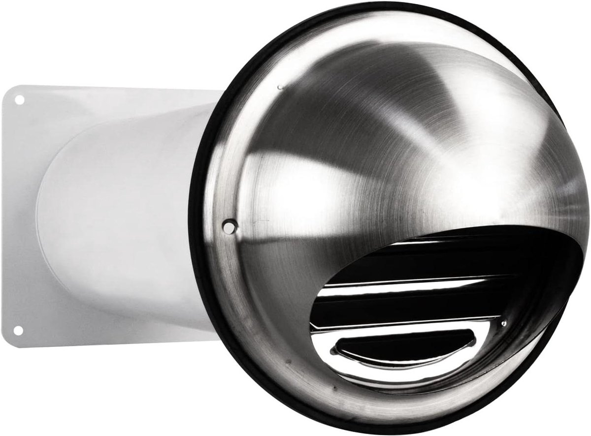 Muurdoorvoer Afzuigkap - Weerbestendige Kap - Ventilatie Buiten - Met Terugslagklep - Ø 150 mm - Grijs