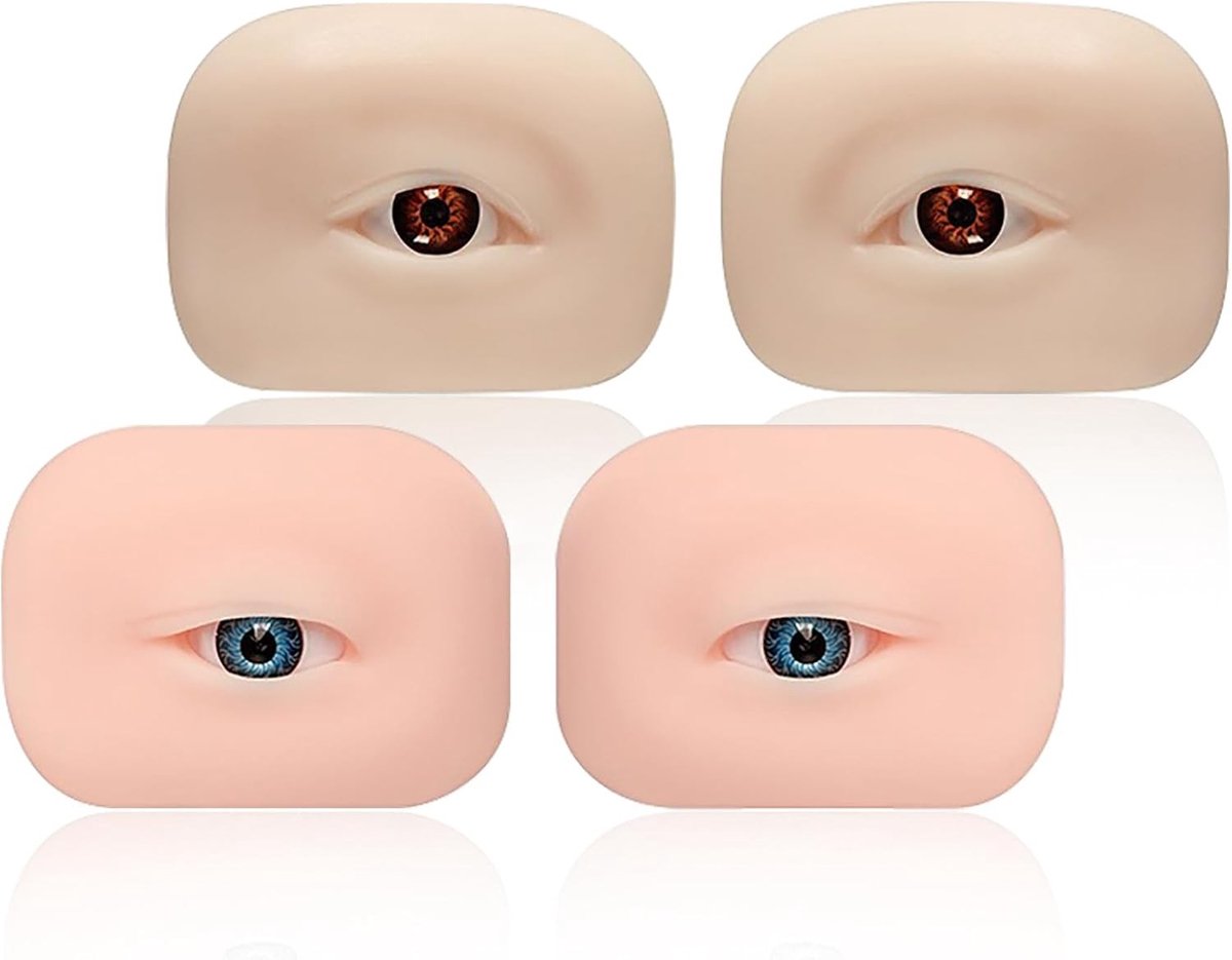 Tattoo Oefenwimpers, 4 Stuks Siliconen Microblading Oefenhuid, 3D Make-up Oefenbord Kit voor Beginners en Tattoo Kunstenaars voor Permanente Make-up Training