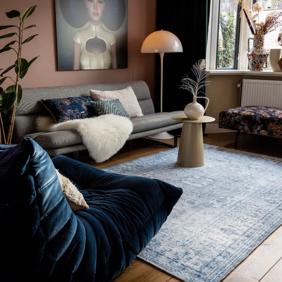 Vintage vloerkleed Duuk Blauw Interieur05 - 230 x 330 cm - (XL)