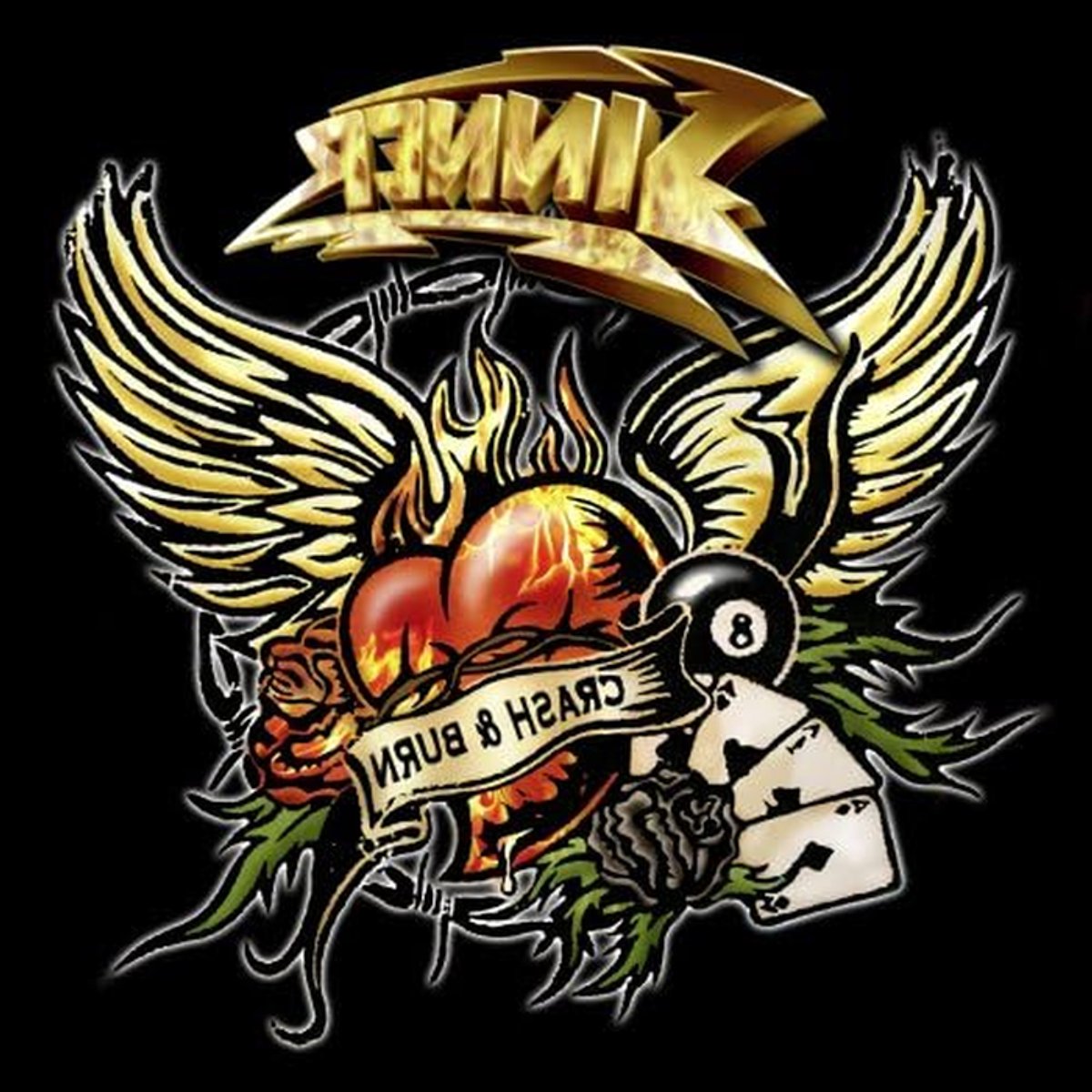 Crash & Burn - Autoband - Decoratie - Realistisch - 38 x 33 cm - Zwart