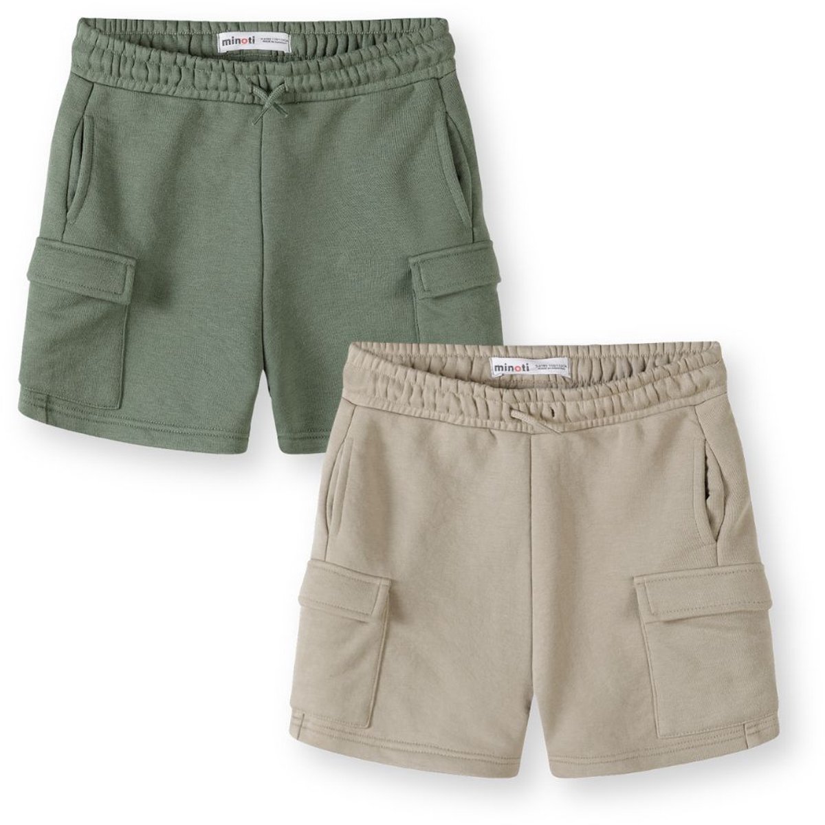 Minoti cargo short jongens 2-pack - korte broek kind beige en kaki